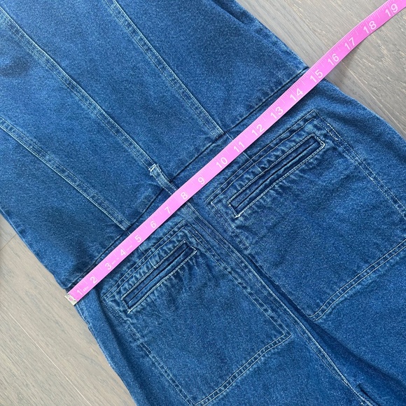 Sea New York Marble Denim Ruffle Button Front Jumpsuit - Size 2 - Picture 8 of 11